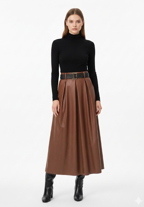 Jupe Longue en Simili-Cuir