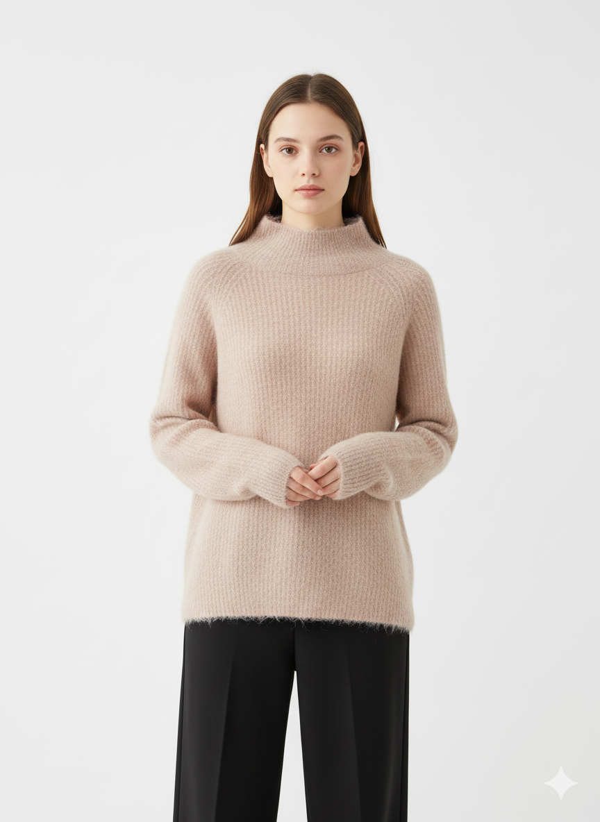 Pull col montant en maille douce