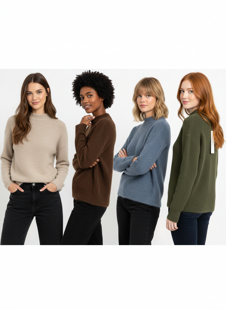 Pull col montant en maille douce