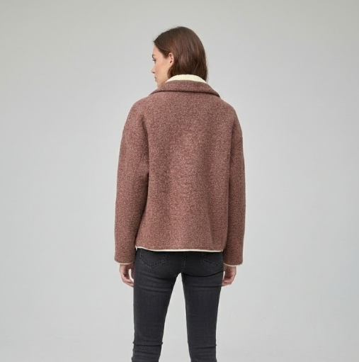 Veste zippée en laine mélangée à col doublé